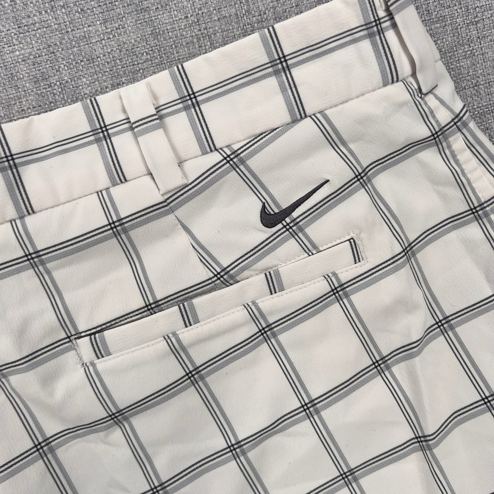 Nike Golf Core Plaid Shorts Men 38 White‎ Gray Windowpane Preppy Ivy Prep